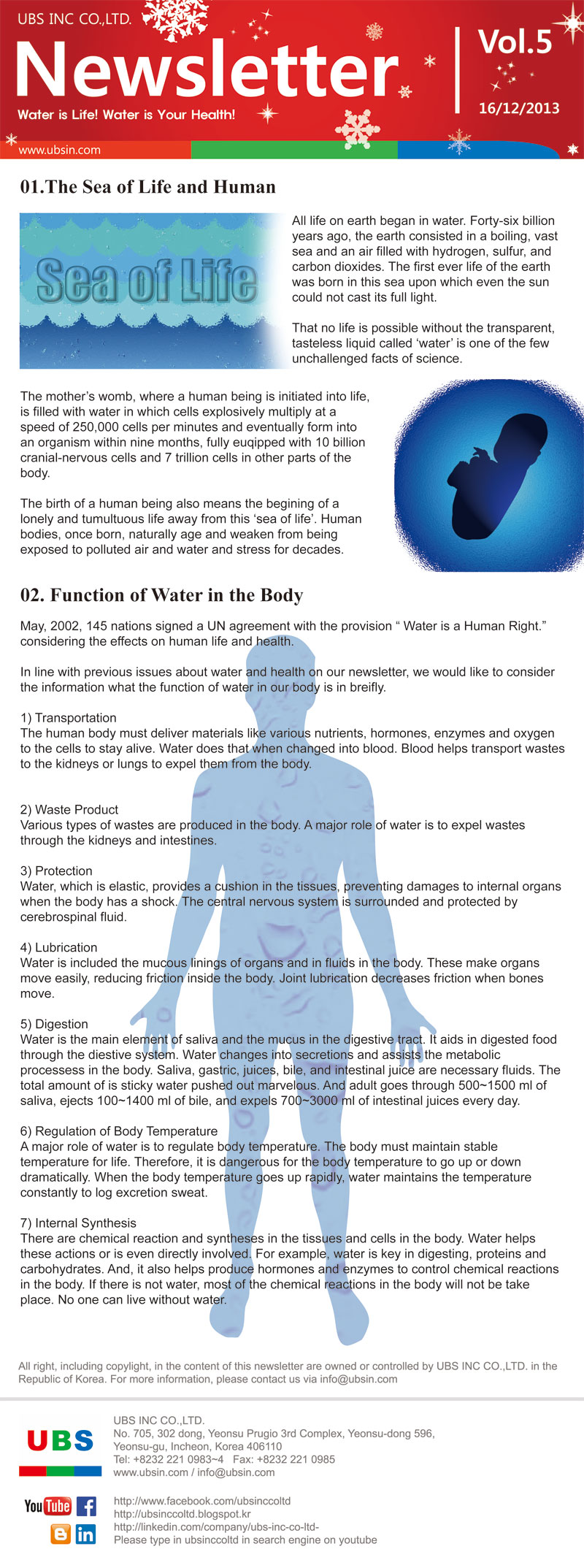 ubs inc co ltd newsletter water is life! water is yourhealth!