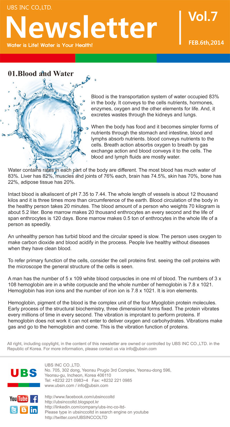 ubs inc co ltd newsletter vol 7 water is life water is your health